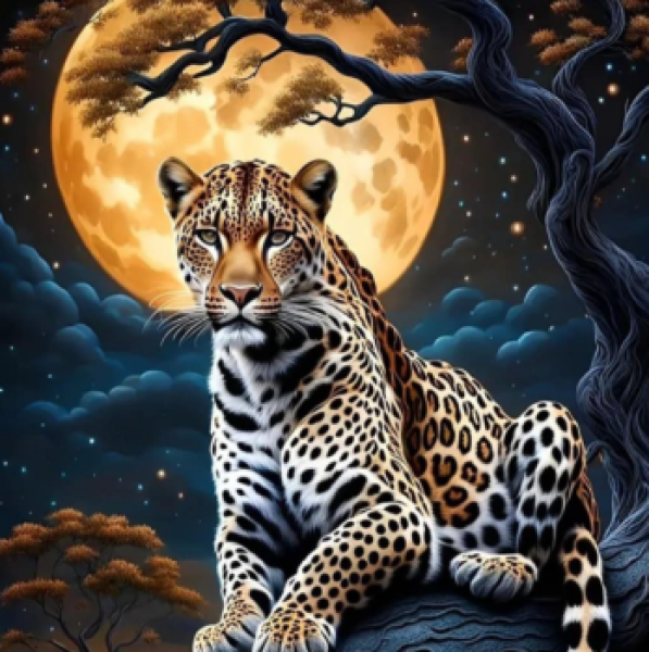 Diamond Painting Leopard im Mondscheinlicht